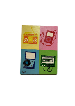 ce tableau est un hommage a ces objets cultes qui ont berce notre jeunesse 